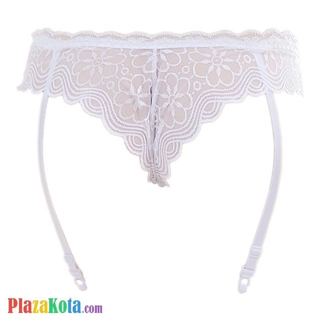 G026 - Garter Belt Panties Hipster Putih Transparan Pita Tali 4 - Photo 2