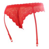 G028 - Garter Belt Panties Hipster Merah Transparan Pita Tali 4 - Thumbnail 2