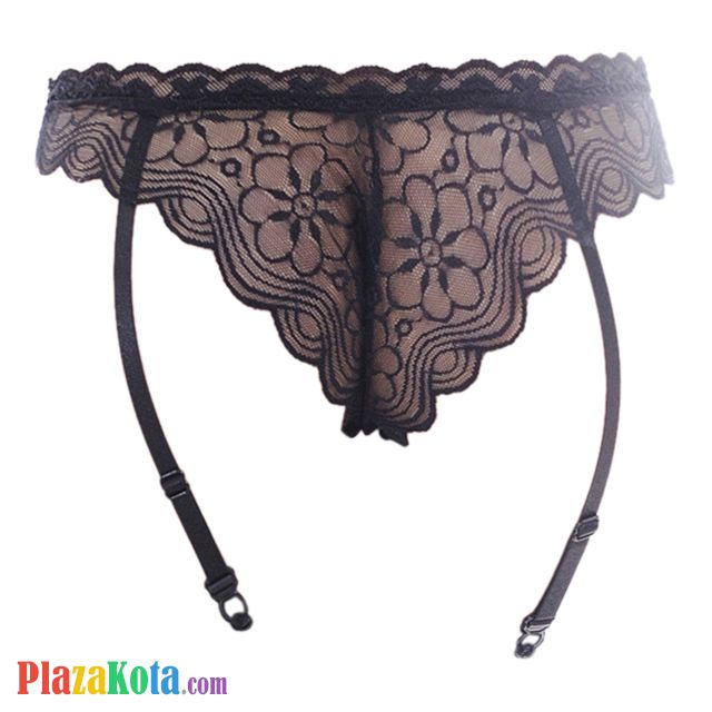 G029 - Garter Belt Panties Hipster Hitam Transparan Pita Tali 4 - Photo 2