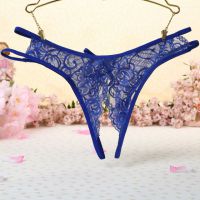 P350 - Celana Dalam Panties Thong Biru Transparan Crotchless - 2