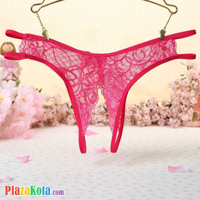 P351 - Celana Dalam Panties Thong Magenta Transparan Crotchless - Photo 2