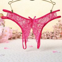 P351 - Celana Dalam Panties Thong Magenta Transparan, Crotchless - Thumbnail 1