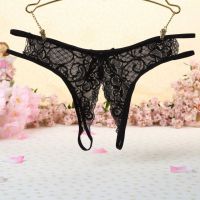 P353 - Celana Dalam Panties Thong Hitam Transparan Crotchless - Thumbnail 2