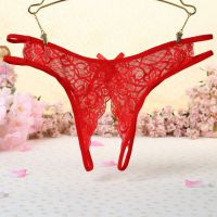 P355 - Celana Dalam Panties Thong Merah Transparan Crotchless - 2