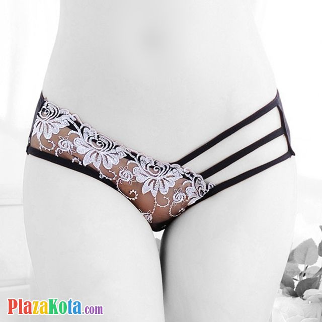 P357 - Celana Dalam Panties Hipster Bunga Putih Transparan Tali 3 Samping - Photo 1