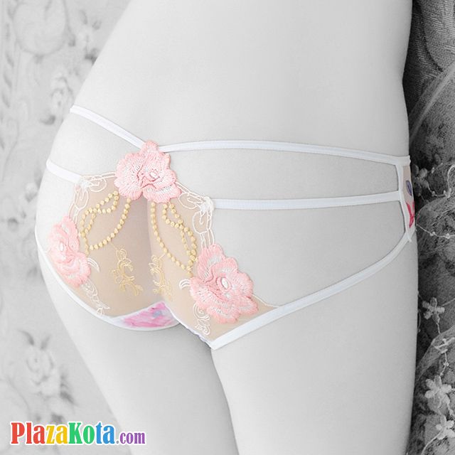 P371 - Celana Dalam Panties Hipster Putih Transparan Tali 3 Belakang - Photo 1