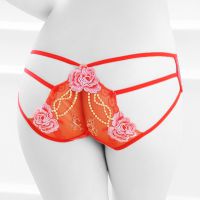 P374 - Celana Dalam Panties Hipster Merah Transparan, Tali 3 Belakang