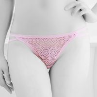 P381 - Celana Dalam Panties Thong Pink, Lubang-Lubang, Bunga - Thumbnail 2