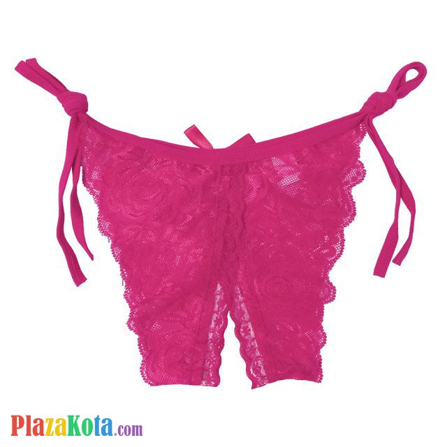 P388 - Celana Dalam Panties Thong Magenta Transparan, Ikat Samping, Crotchless - Photo 2