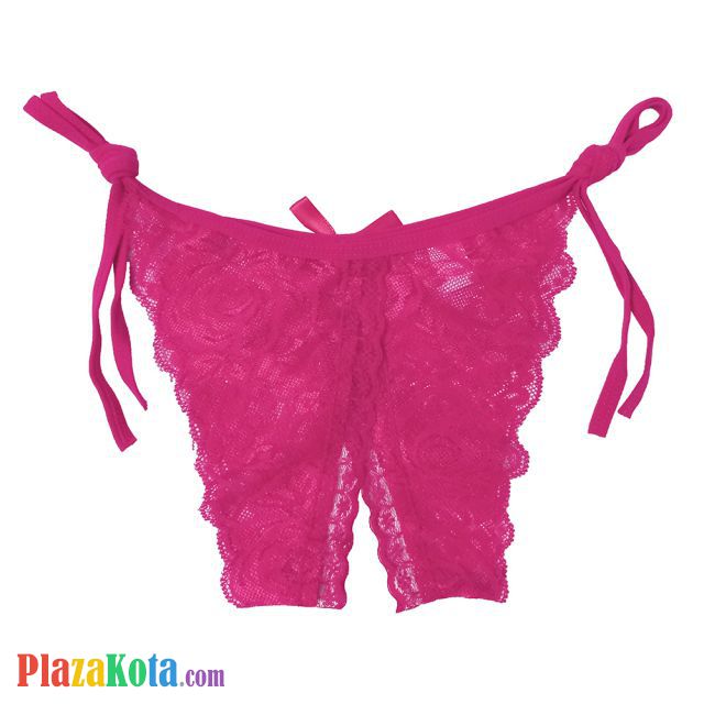 P388 - Celana Dalam Panties Thong Magenta Transparan Ikat Samping Crotchless - Photo 2