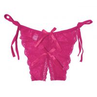 P388 - Celana Dalam Panties Thong Magenta Transparan, Ikat Samping, Crotchless