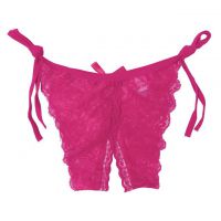 P388 - Celana Dalam Panties Thong Magenta Transparan Ikat Samping Crotchless - 2