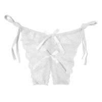 P389 - Celana Dalam Panties Thong Putih Transparan Ikat Samping Crotchless