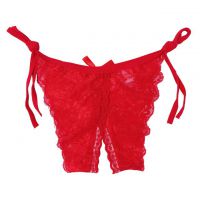 P391 - Celana Dalam Panties Thong Merah Transparan Ikat Samping Crotchless - Thumbnail 2