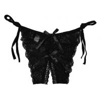 P392 - Celana Dalam Panties Thong Hitam Transparan Ikat Samping Crotchless