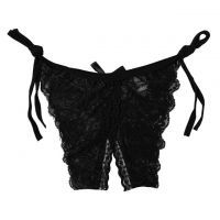 P392 - Celana Dalam Panties Thong Hitam Transparan Ikat Samping Crotchless - 2