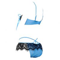 B260 - Bra Set Underwire Kawat Open Cup Biru Celana Dalam - 2