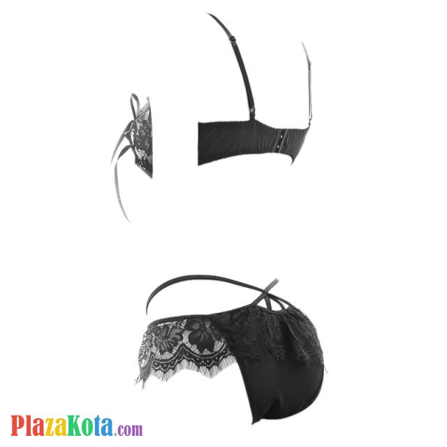 B261 - Bra Set Underwire Kawat Open Cup Hitam Celana Dalam - Photo 2