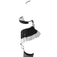 B267 - Bra Set Costume Cosplay Maid Waitress Pelayan Halter Hitam Gelang Wristband Rok Garter Strap Stocking - Thumbnail 2