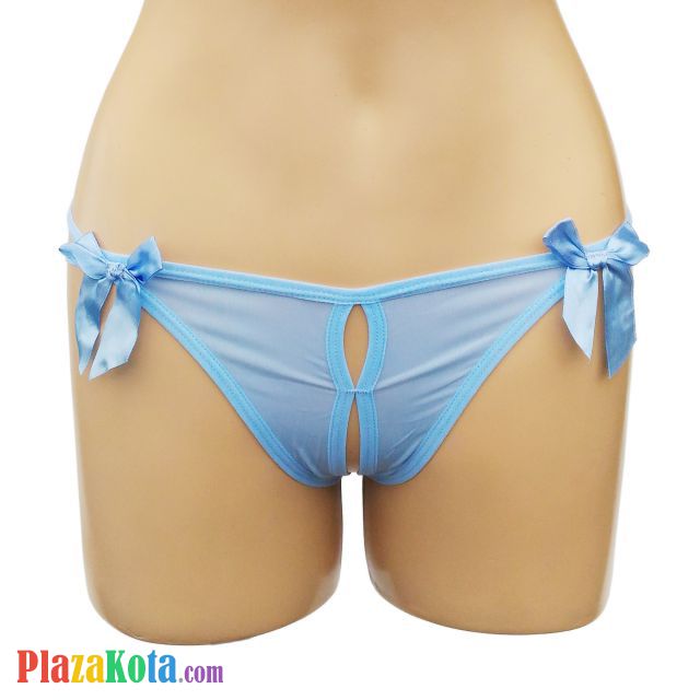 GS220 - Celana Dalam G-String Wanita Biru Crotchless Pita 3 - Photo 1