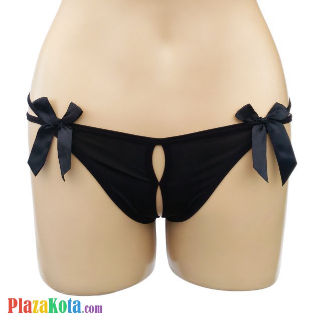 GS225 - Celana Dalam G-String Wanita Hitam Crotchless Pita 3 - Photo 1