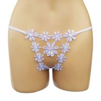 GS227 - Celana Dalam G-String Wanita Putih, Bunga-Bunga
