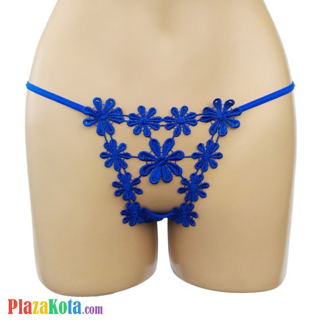 GS230 - Celana Dalam G-String Wanita Biru Bunga-Bunga - Photo 1