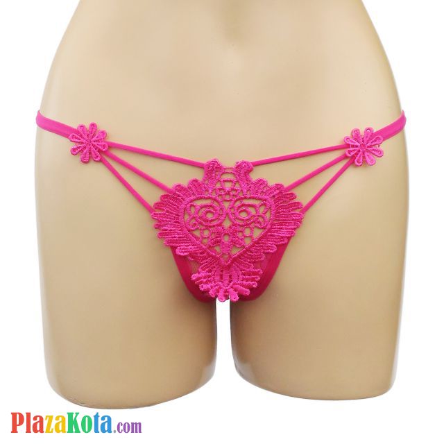 GS232 - Celana Dalam G-String Wanita Magenta Bunga Tali 3 - Photo 1