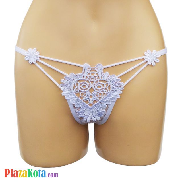 GS233 - Celana Dalam G-String Wanita Putih Bunga Tali 3 - Photo 1