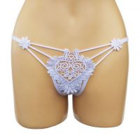 GS233 - Celana Dalam G-String Wanita Putih, Bunga Tali 3