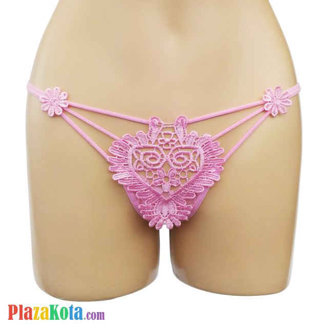 GS234 - Celana Dalam G-String Wanita Pink Bunga Tali 3 - Photo 1