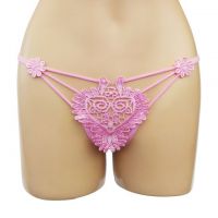 GS234 - Celana Dalam G-String Wanita Pink, Bunga Tali 3