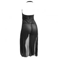 L0225 - Baju Tidur Lingerie Long Gown Gaun Panjang Maxi Dress Halter Hitam Transparan - Thumbnail 2