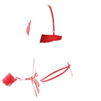 L0992 - Lingerie Teddy Merah Transparan, Bra Kawat, Open Cup, Pengait 3 Baris, Tali Ikat Tangan - 2