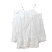 L0998 - Lingerie Plus Size Babydoll Putih Transparan, Lengan Panjang, Pengait Tunggal - Thumbnail 1