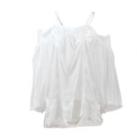 L0998 - Baju Tidur Lingerie Jumbo Big Size Babydoll Mini Dress Putih Transparan Lengan Panjang Penga