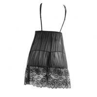 L1000 - Baju Tidur Lingerie Nightgown Sleepwear Midi Dress Hitam Transparan - 2