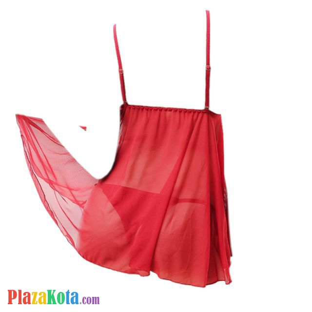 L1003 - Lingerie Babydoll Merah Transparan, Panties Ikat Samping - Photo 2