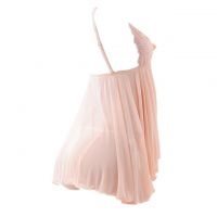 L1004 - Baju Tidur Lingerie Babydoll Mini Dress Krem Transparan Panties Ikat Samping - 2