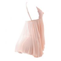 L1004 - Baju Tidur Lingerie Babydoll Mini Dress Krem Transparan Panties Ikat Samping - 2