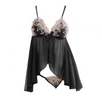 L1005 - Lingerie Babydoll Hitam Transparan, Panties Ikat Samping