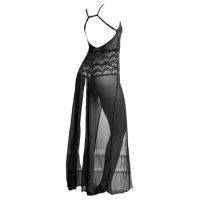 L1009 - Baju Tidur Lingerie Long Gown Maxi Dress Hitam Transparan - Thumbnail 2