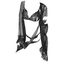 L1017 - Lingerie Robe Hitam Transparan, Lengan Panjang, Bra Set, Ikat Pinggang - Thumbnail 2