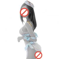 B278 - Bikini Costume Putih Transparan List Biru, Rok, Topi, Gelang Tali, Garter