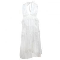 L1030 - Lingerie Nightgown Halterneck Putih Transparan, Crotchless