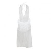 L1030 - Lingerie Nightgown Halterneck Putih Transparan, Crotchless - Thumbnail 2