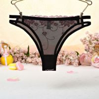 P402 - Celana Dalam Panties Thong Pink Transparan Bordir Bunga Samping Tali Dobel - Thumbnail 2