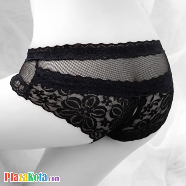 P412 - Celana Dalam Panties Hipster Hitam Transparan Renda - Photo 1