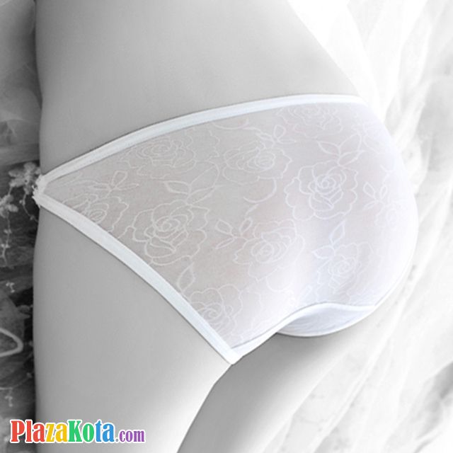 P415 - Celana Dalam Panties Thong Putih Transparan Tiga Kupu-Kupu Tali 3 - Photo 2