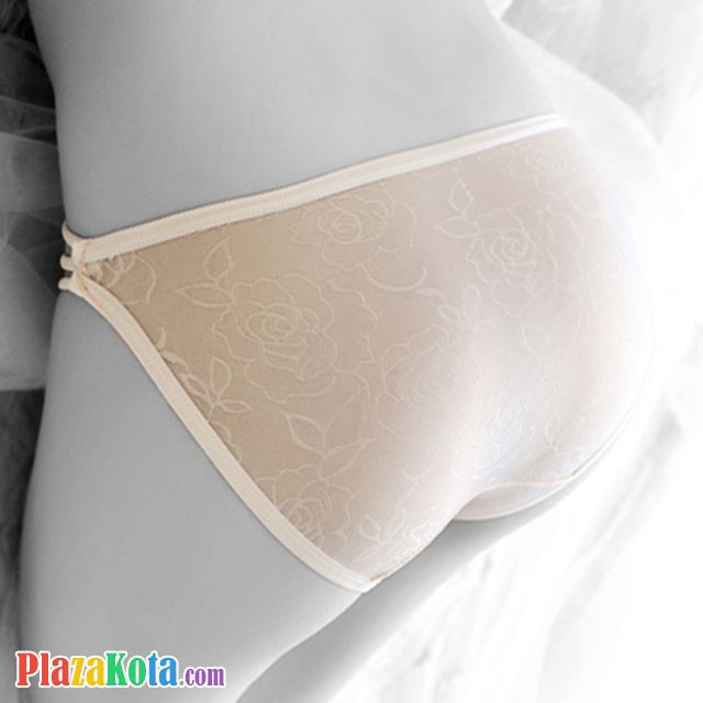 P419 - Celana Dalam Panties Thong Krem Transparan Tiga Kupu-Kupu Tali 3 - Photo 2